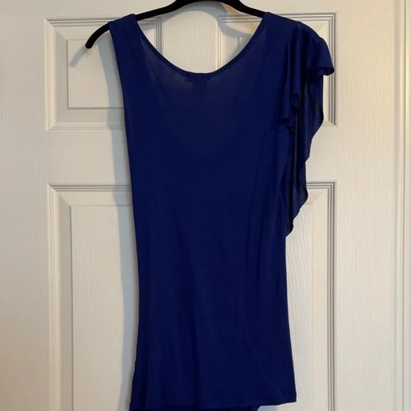 VENUS Royal Blue Draped Blouse - Picture 5 of 5